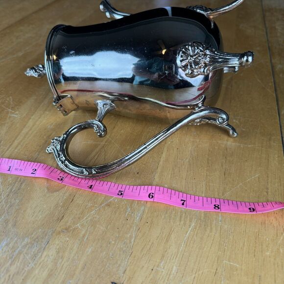 Vintage Metal Coffee Pot Gold Tone With Attached Lid Footed - Picture 2 of 8